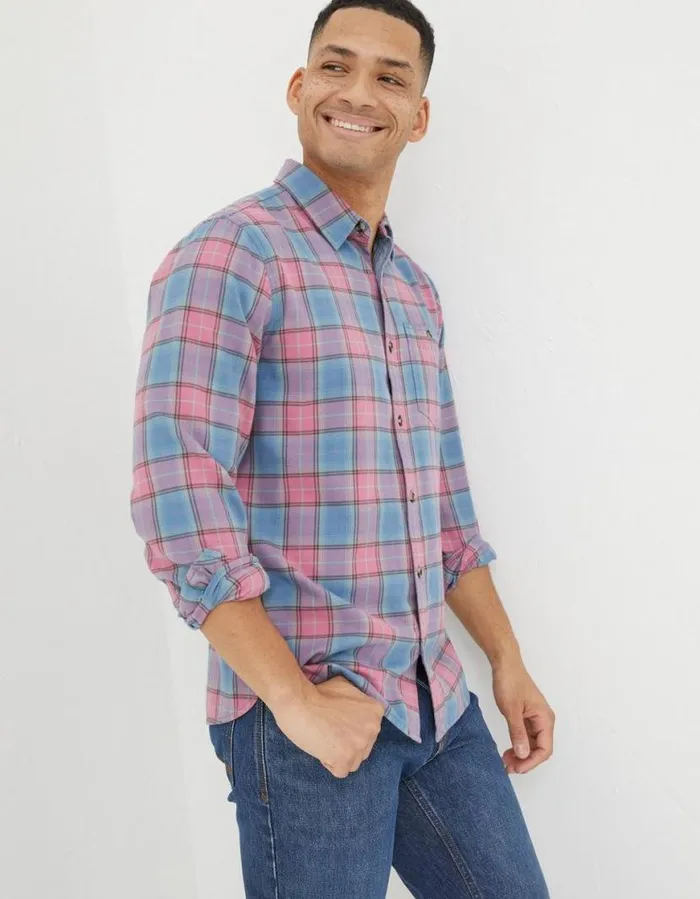 Men Shirts FatFace Bibury Check Shirt Rose Pink