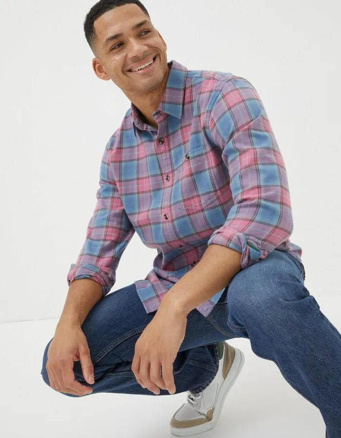 Men Shirts FatFace Bibury Check Shirt Rose Pink