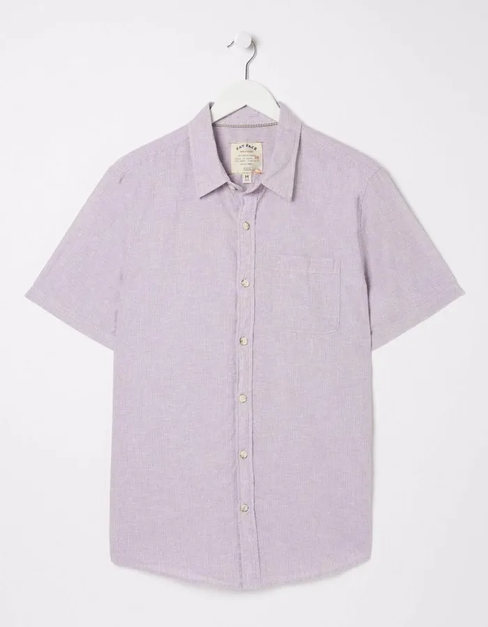 Men Shirts FatFace Bugle Micro Stripe Shirt Lilac