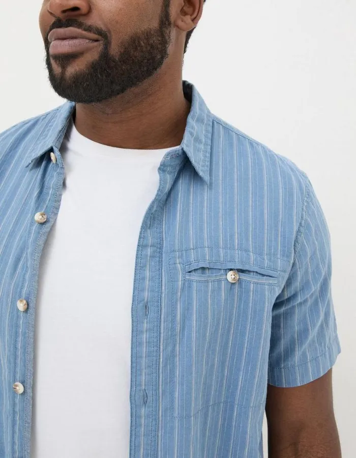 Men Shirts FatFace Burford Stripe Shirt Washed Blue