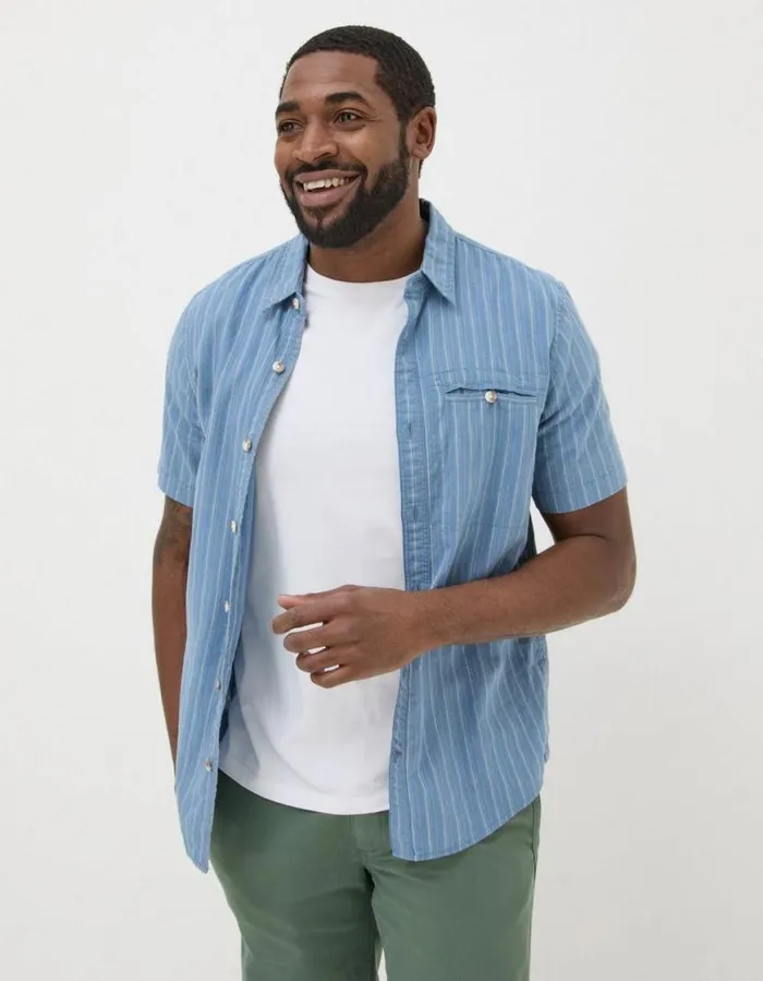 Men Shirts FatFace Burford Stripe Shirt Washed Blue