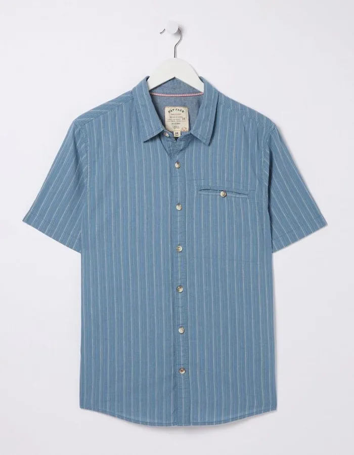 Men Shirts FatFace Burford Stripe Shirt Washed Blue
