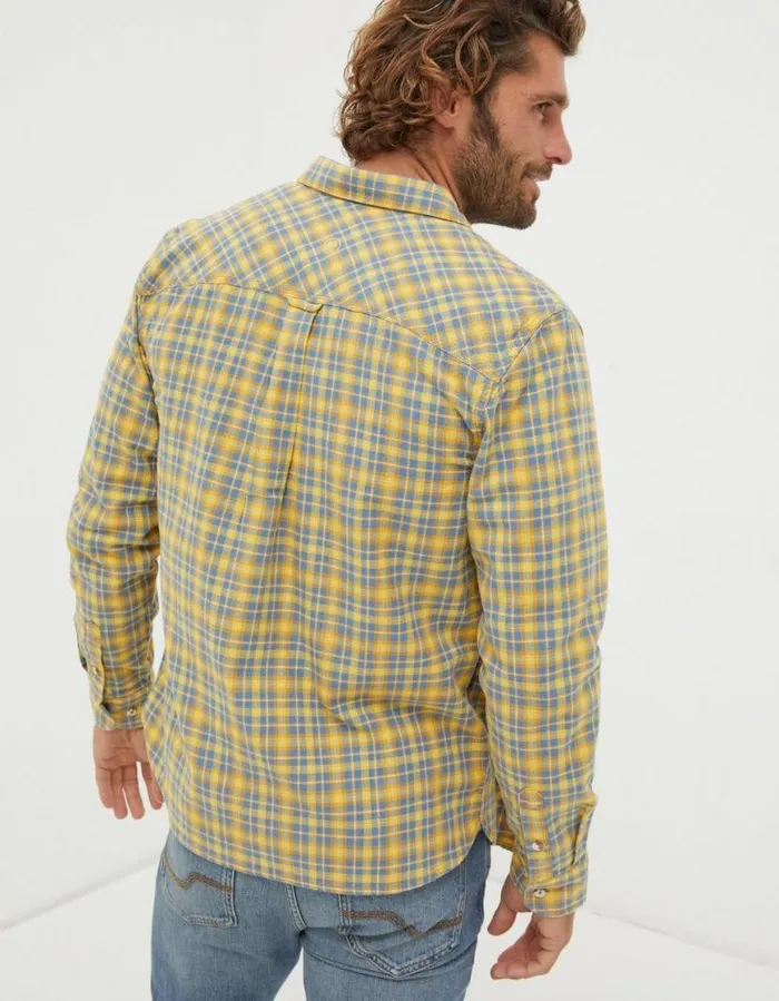 Men Shirts FatFace Byfleet Gingham Shirt Yellow