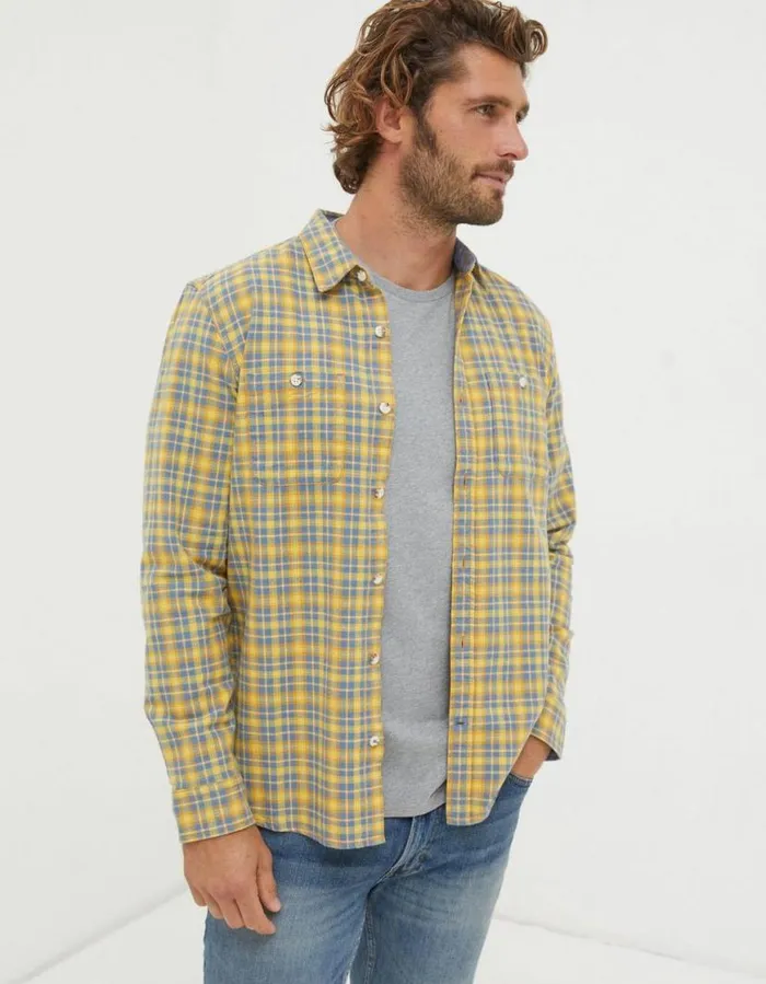 Men Shirts FatFace Byfleet Gingham Shirt Yellow