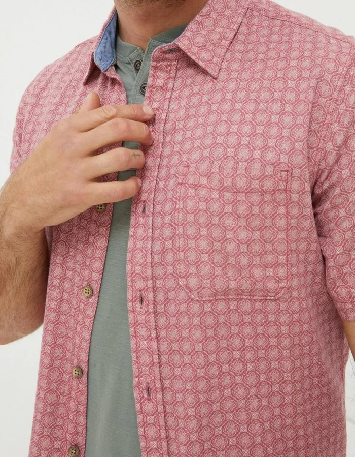 Men Shirts FatFace Linear Print Shirt Light Pink