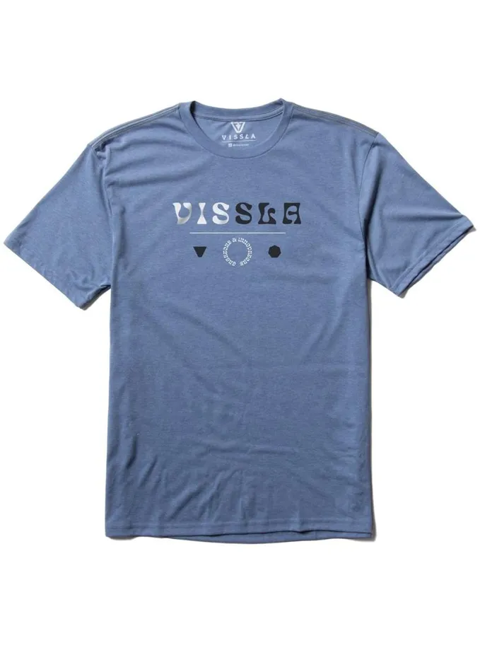 Men Short Sleeves Vissla Adaptation Comp Lite Eco Performance Tee Harbor Blue Heather