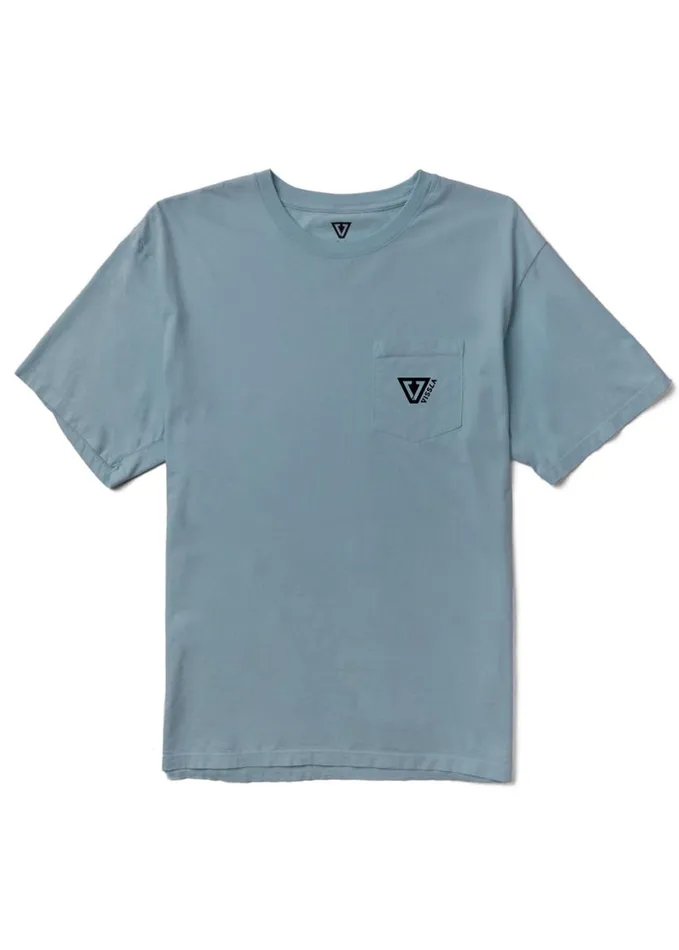 Men Short Sleeves Vissla Established Premium Organic Pkt Tee Chambray