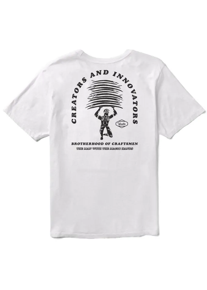 Men Short Sleeves Vissla Magic Hands Premium Pkt Tee White