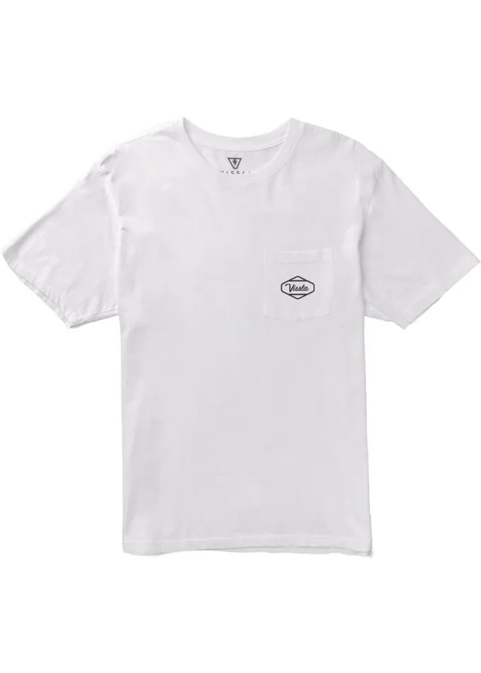 Men Short Sleeves Vissla Magic Hands Premium Pkt Tee White