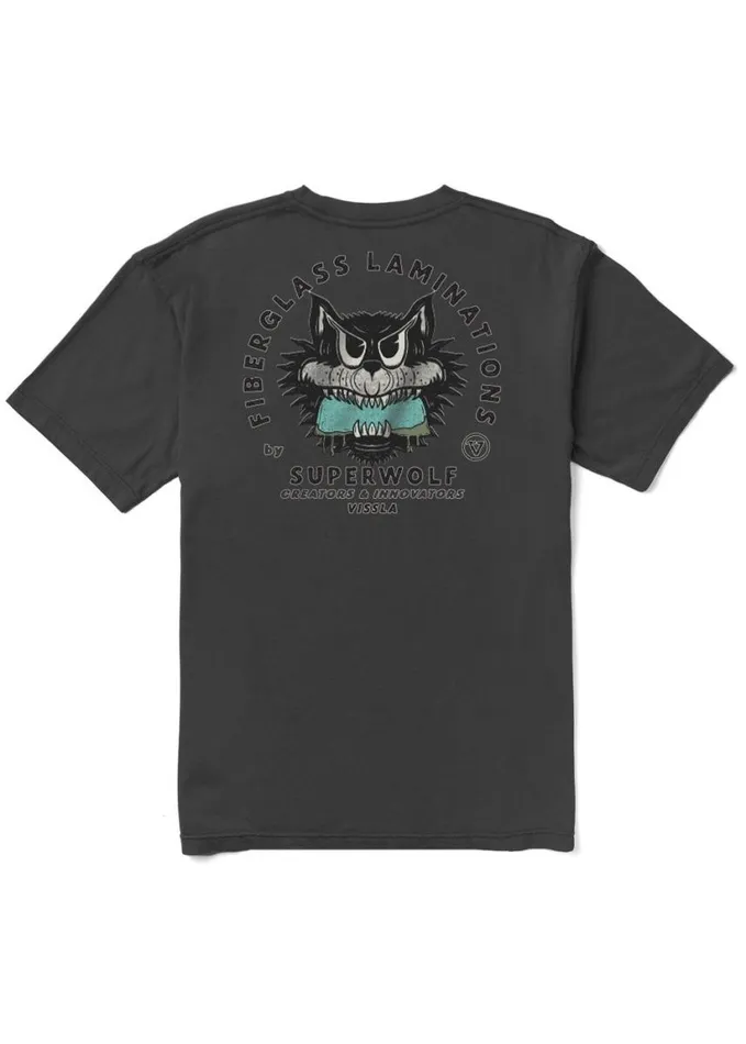 Men Short Sleeves Vissla Super Wolf Premium Pkt Tee Black