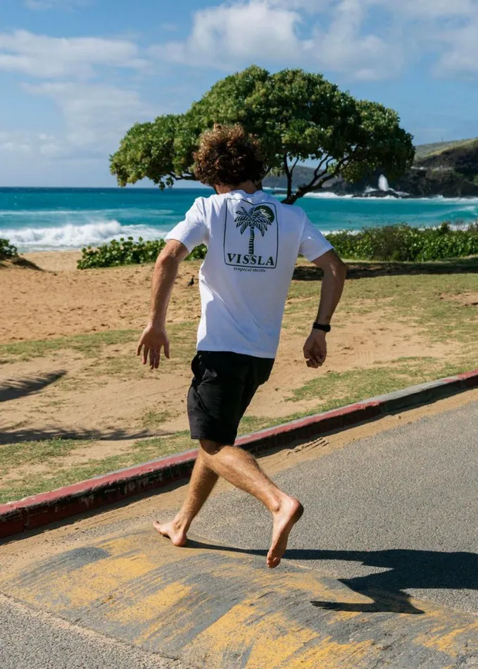 Men Short Sleeves Vissla Tropical Thrills Premium Organic Pkt Tee White