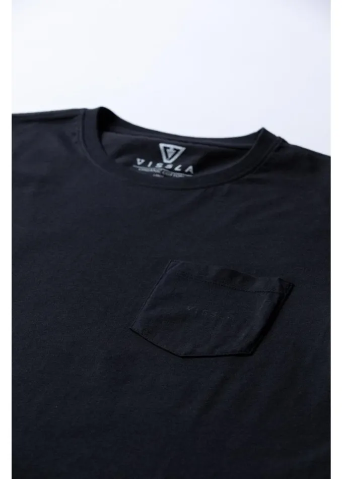 Men Short Sleeves Vissla Vintage Vissla Premium Organic Pkt Tee Black