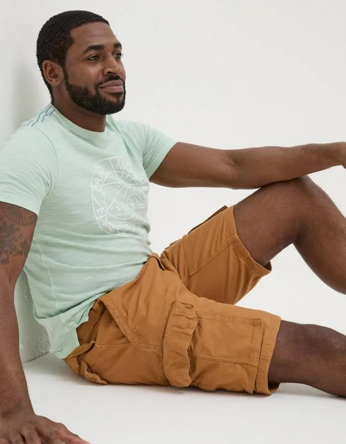 Men Shorts FatFace Breakyard Organic Cotton Cargo Shorts Dark Tan