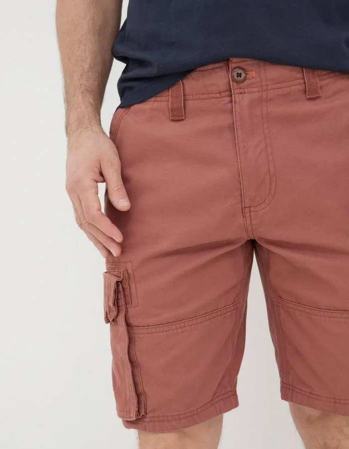 Men Shorts FatFace Breakyard Organic Cotton Cargo Shorts Washed Red