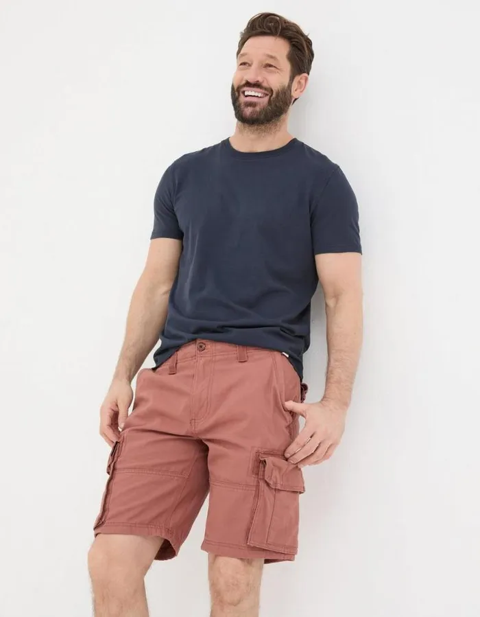 Men Shorts FatFace Breakyard Organic Cotton Cargo Shorts Washed Red