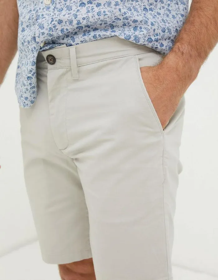 Men Shorts FatFace Mawes Organic Cotton Chino Shorts Light Grey