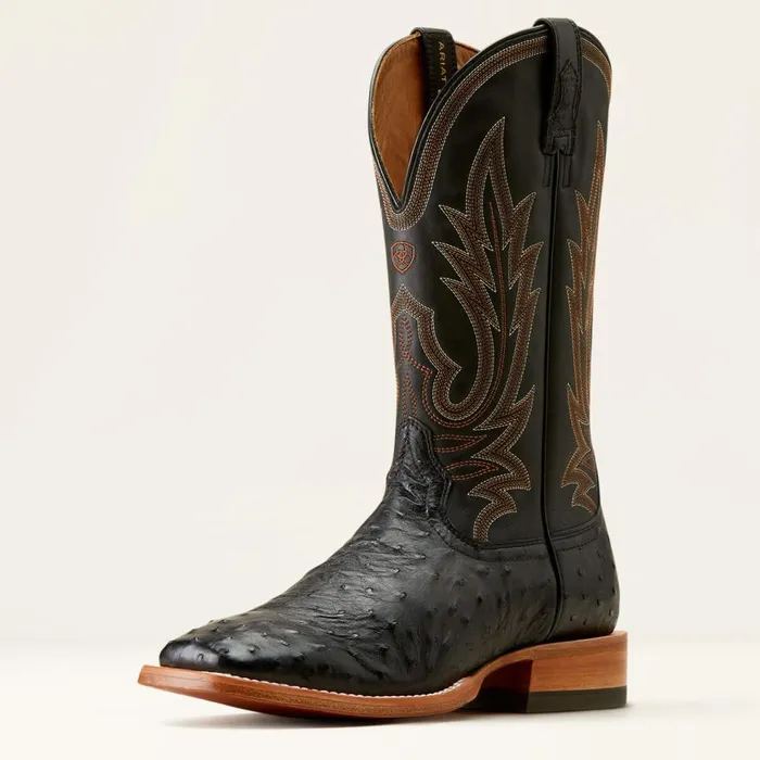 Men Showboat Cowboy Boot Black Full Quill Ostrichancient Black Ariat Western Boots