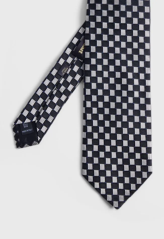 Men Silk Jacquard Parquet Tie Charcoal Paul Stuart Ties