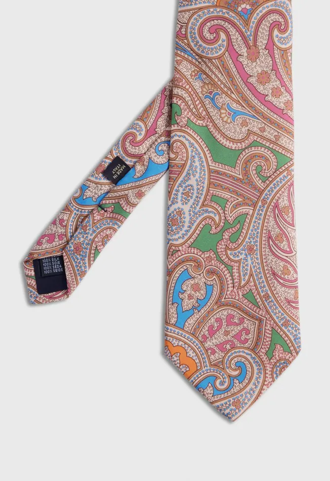 Men Silk Paisley Tie Blue Paul Stuart Ties