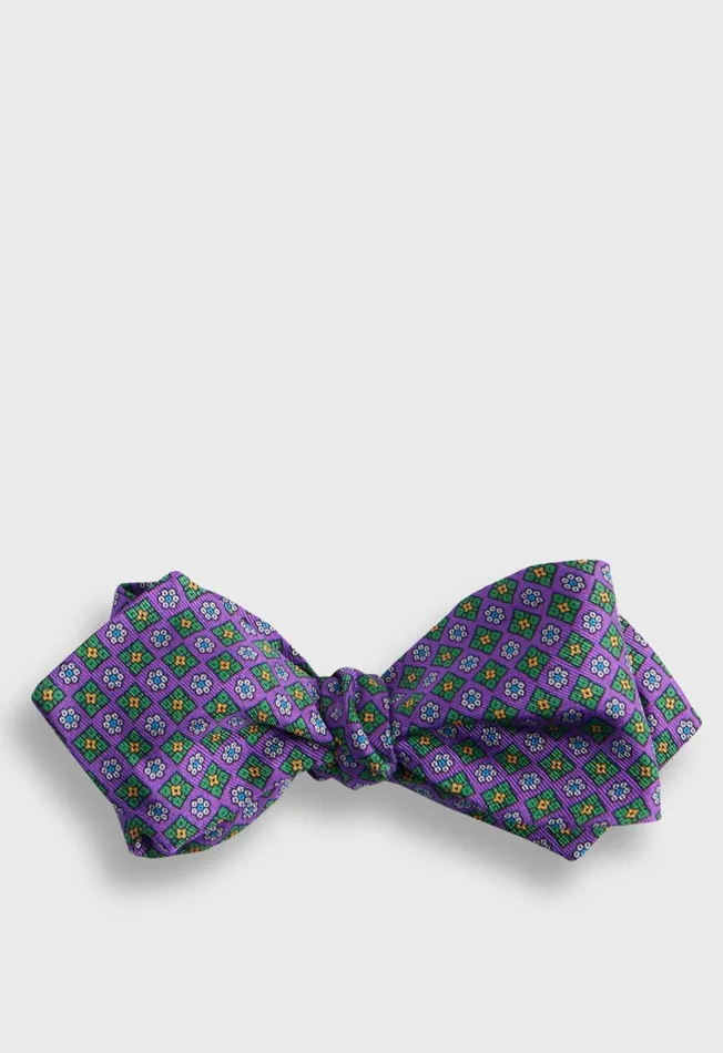 Men Silk Twill Micro Floral Bow Tie Blue Paul Stuart Ties