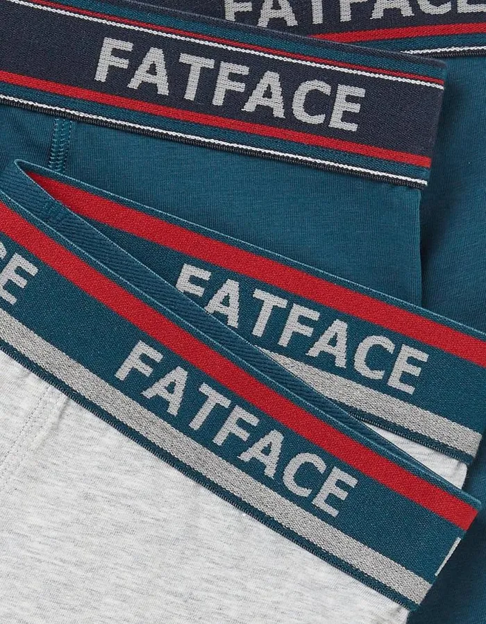 Men Socks and Underwear FatFace 2 Pack Plain Boxers Teal Green