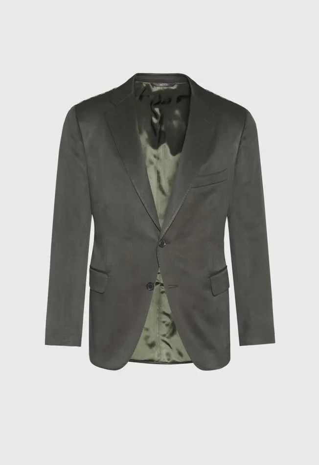 Men Solid Green Silk Sport Jacket Forest Green Paul Stuart Sport Jacket and Blazers