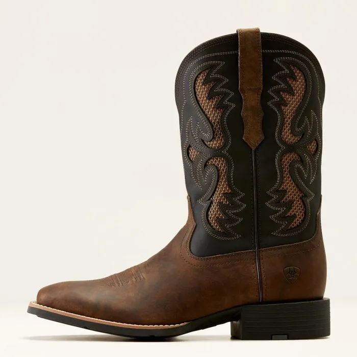 Men Sport Fresco VentTEK Western Boot Herd Brown Ariat Western Boots Men Sport Fresco VentTEK Western Boot Herd Brown Ariat Western Boots