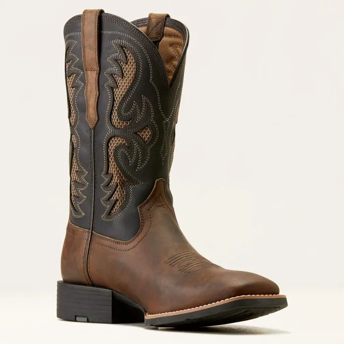 Men Sport Fresco VentTEK Western Boot Herd Brown Ariat Western Boots Men Sport Fresco VentTEK Western Boot Herd Brown Ariat Western Boots