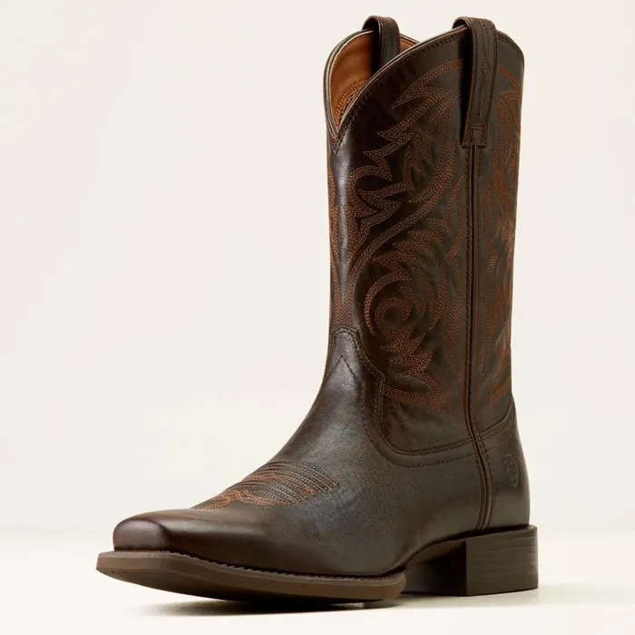 Men Sport Herdsman Cowboy Boot Burnished Chocolate Ariat Western Boots