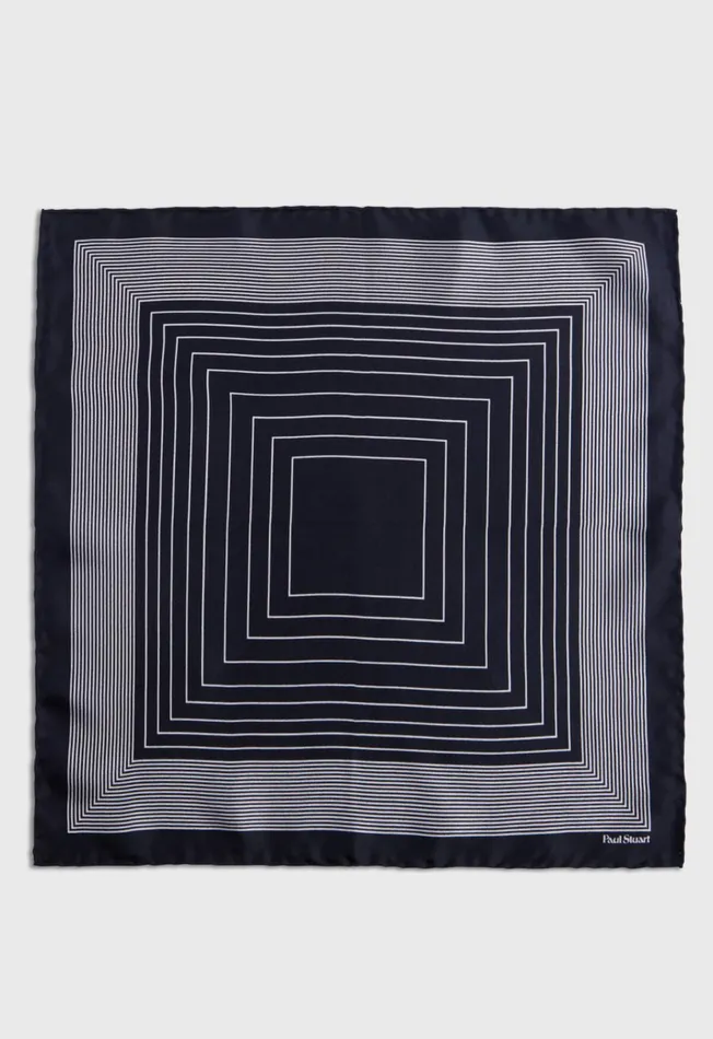Men Square Pattern Silk Pocket Square Black Paul Stuart Pocket Squares Men Square Pattern Silk Pocket Square Black Paul Stuart Pocket Squares