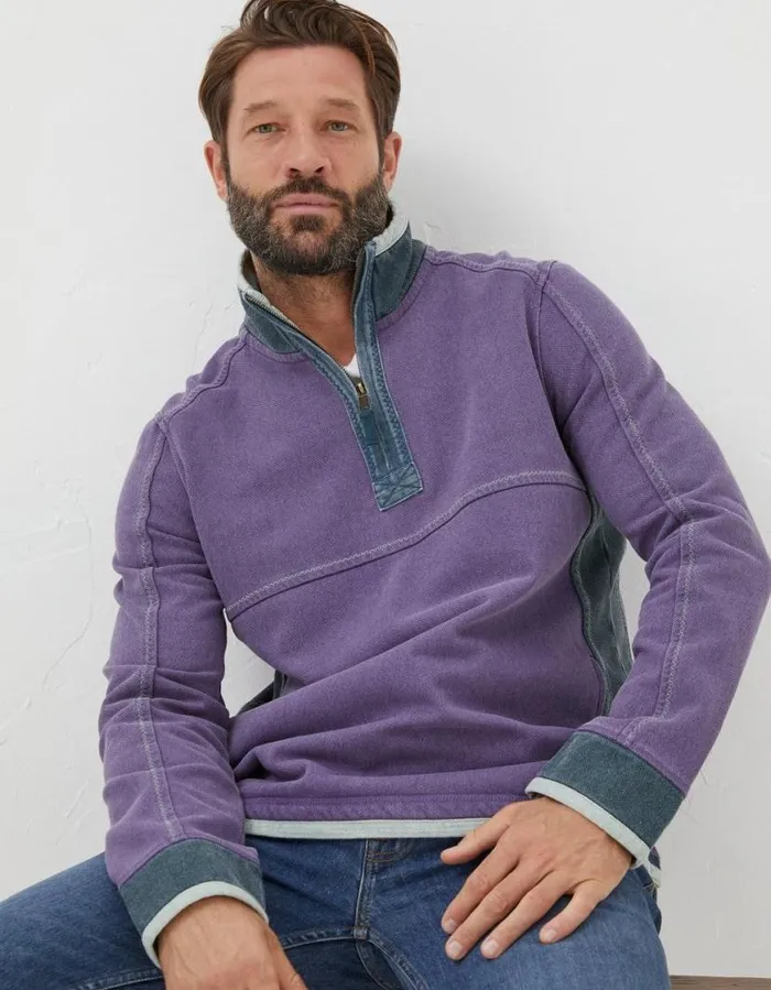Men Sweatshirts and Hoodies FatFace Airlie Pocket Sweatshirt Purple
