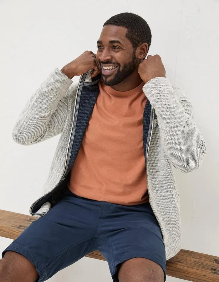 Men Sweatshirts and Hoodies FatFace Aloa Woolacombe Zip Up Hoodie Oatmeal