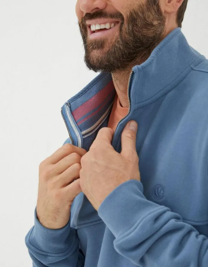 Men Sweatshirts and Hoodies FatFace Fowey Half Neck Sweatshirt Light Denim Blue