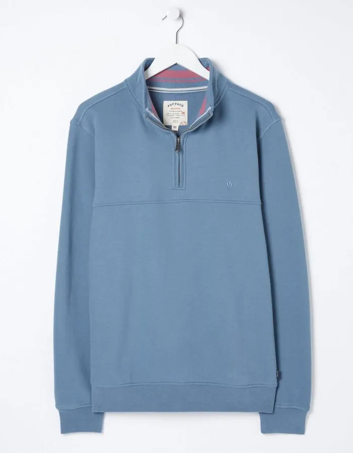Men Sweatshirts and Hoodies FatFace Fowey Half Neck Sweatshirt Light Denim Blue