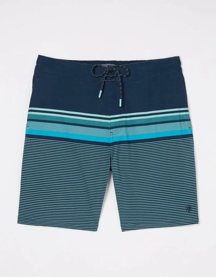 Men Swimwear FatFace Camber Placement Stripe Swim Shorts Navy