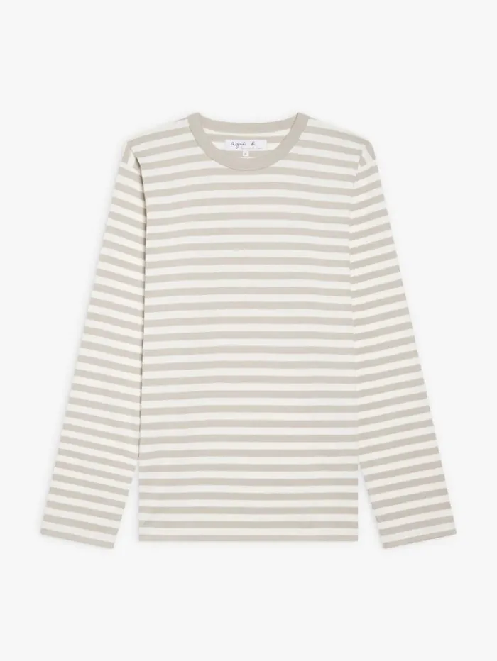 Men TShirts and Polos Agns B Beige Cotton Striped Mark TShirt