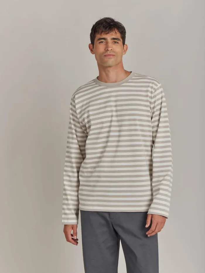 Men TShirts and Polos Agns B Beige Cotton Striped Mark TShirt