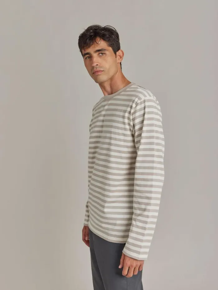 Men TShirts and Polos Agns B Beige Cotton Striped Mark TShirt