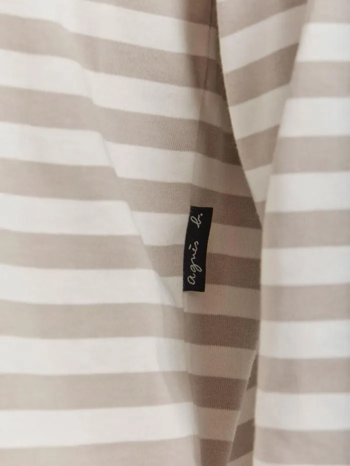 Men TShirts and Polos Agns B Beige Cotton Striped Mark TShirt