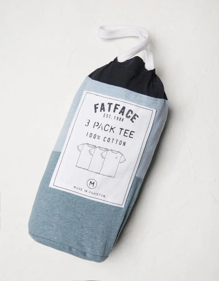 Men TShirts FatFace 3 Pack Cotton TShirts Blue