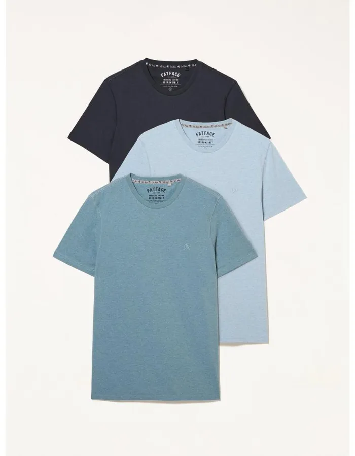 Men TShirts FatFace 3 Pack Cotton TShirts Blue