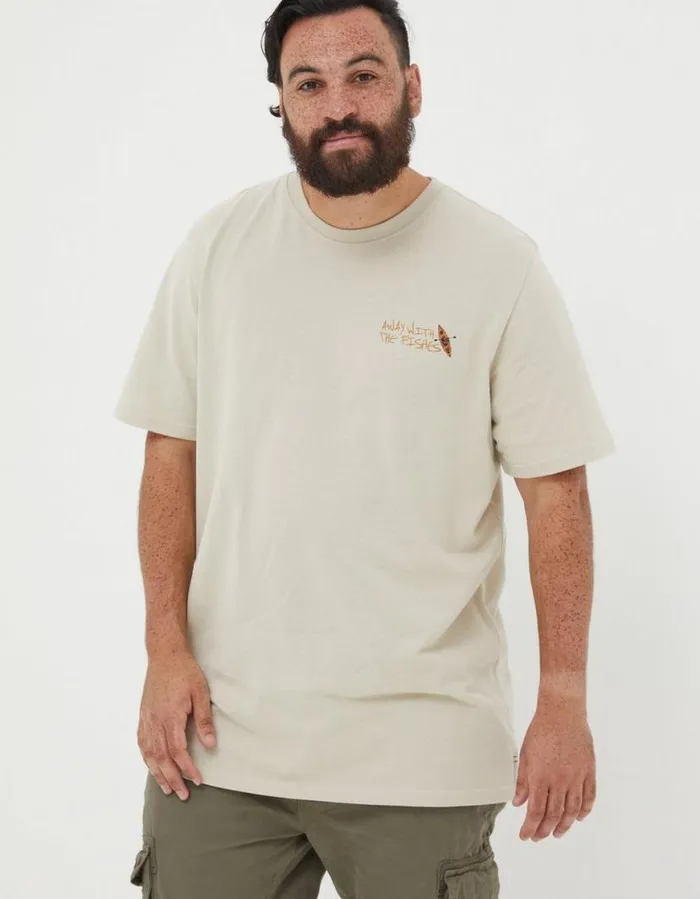 Men TShirts FatFace Away With The Fishes TShirt Washed Natural