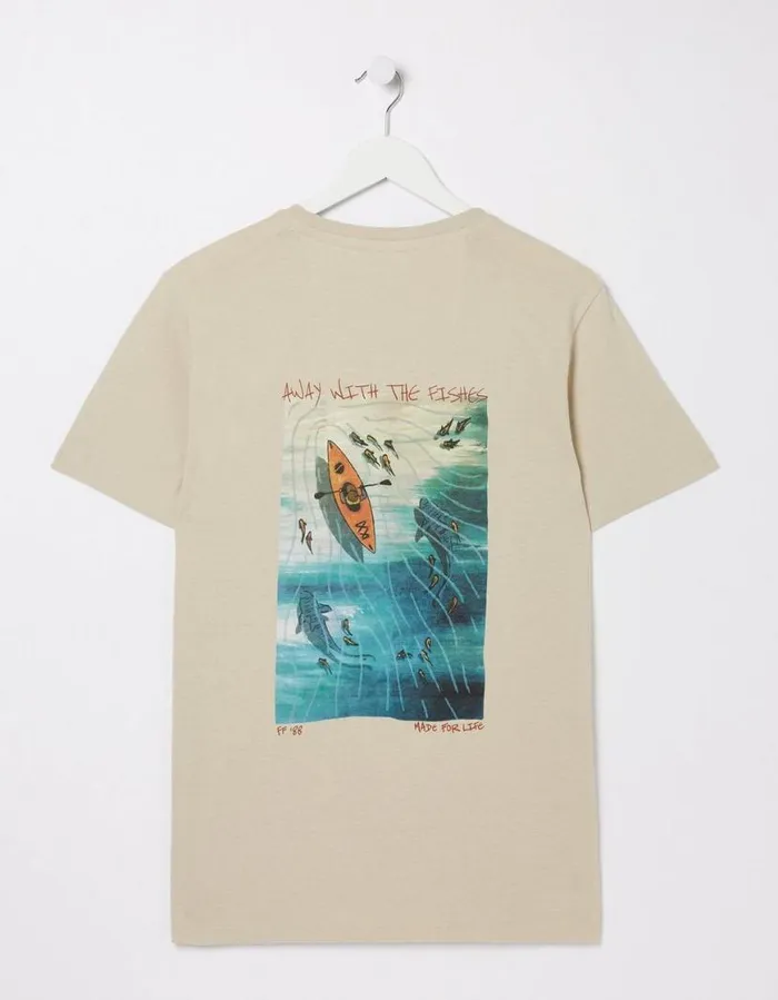 Men TShirts FatFace Away With The Fishes TShirt Washed Natural