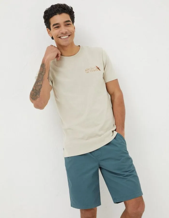Men TShirts FatFace Away With The Fishes TShirt Washed Natural