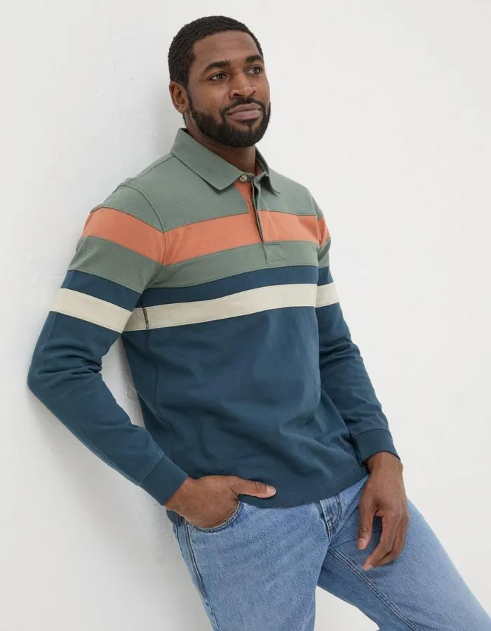 Men TShirts FatFace Sussex Chest Stripe Sweatshirt Green