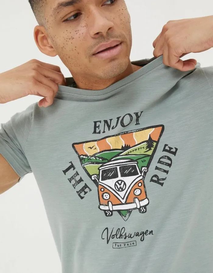 Men TShirts FatFace VW Enjoy The Ride TShirt Sage Green