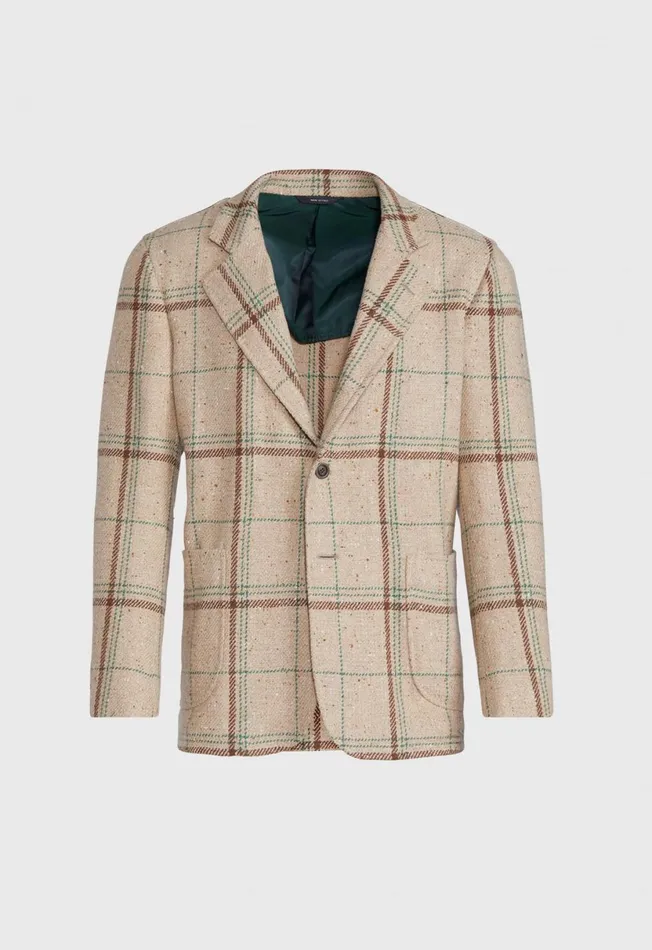 Men Tan Plaid Jacket Tan Paul Stuart Sport Jacket and Blazers