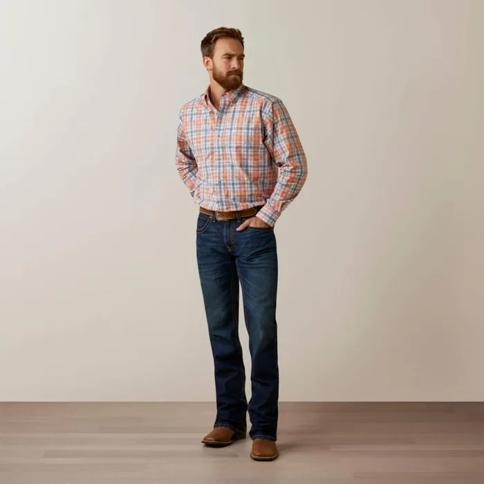 Men Team Damion Classic Fit Shirt Peach Ariat Button Down Shirts Men Team Damion Classic Fit Shirt Peach Ariat Button Down Shirts