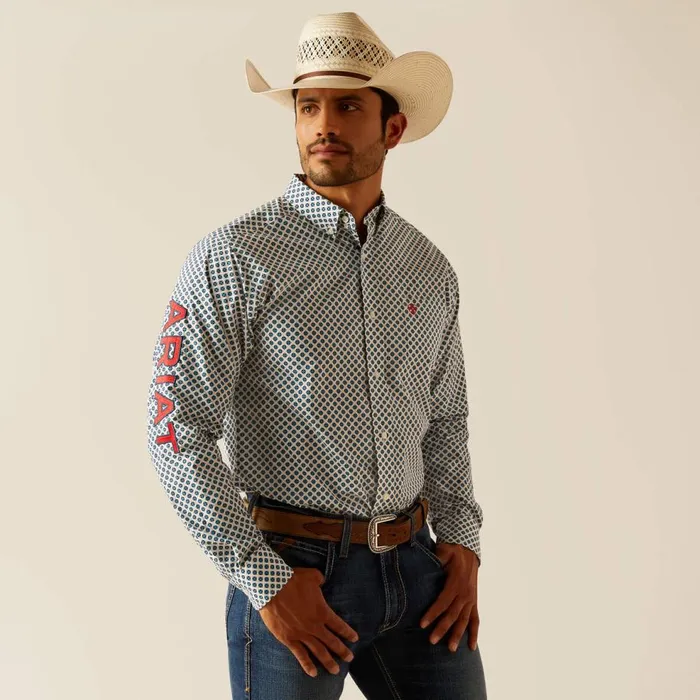 Men Team Lochlan Fitted Shirt White Ariat Button Down Shirts