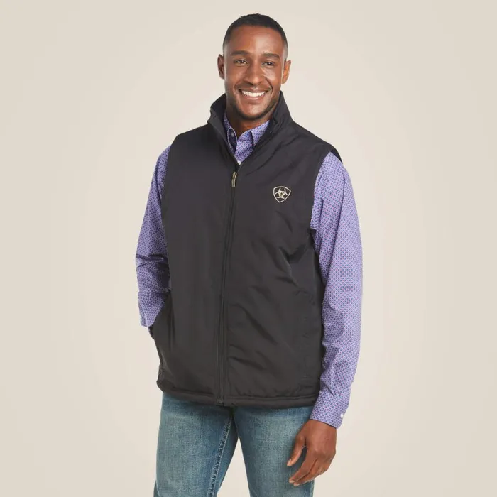 Men Team Logo Insulated Vest Black Ariat Jackets and Vests